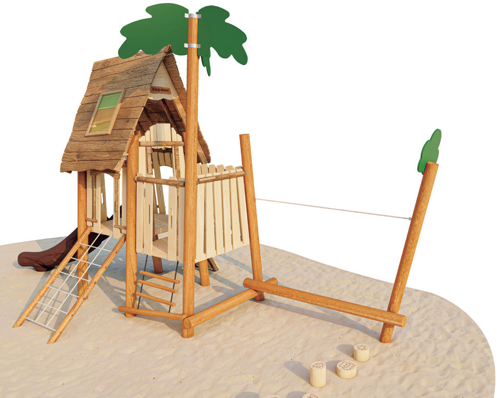 华森葳幼儿园户外运动区的夏威夷小屋